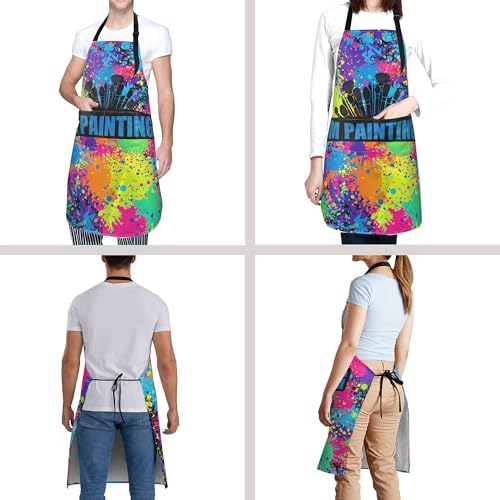 Funny Apron Polyester Grooming Aprons with Pocket for Cooking Kitchen Grilling Adults - color: Colorful Paint Art