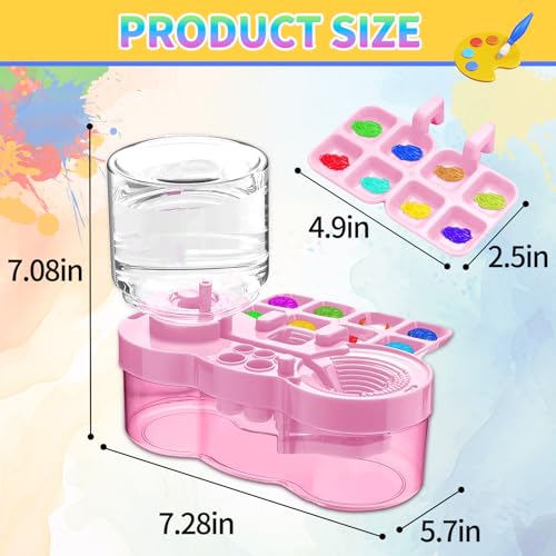 BoAn 2025 Upgraded Paint Brush Cleaner Tool – All-in-One Paint Brush Washer, Rinse Cup, Holder, and Palette for Artists Beginners | Ideal Art Supplies for Watercolor & Acrylic Painting(Pink) - color: pink