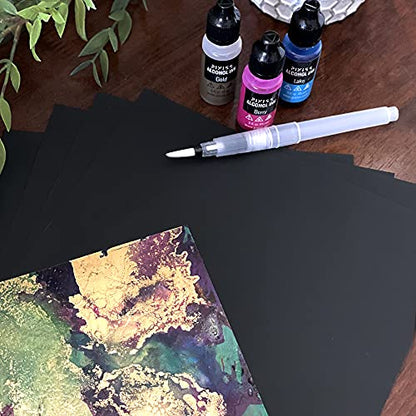 Black Alcohol Ink Paper - 25 Sheets Pixiss Heavy Weight Art Paper for Alcohol Ink & Watercolor - Extra Smooth Synthetic Paper A4 12x12 inches, 300gsm - size: 12x12 (25 Pack)