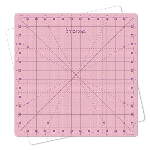 SMARTOP 14"x14" Rotating Self Healing Cutting Mat, Non-Slip Non-Reflective, Good for Quilting, Sewing, Crafts, Scrapbooking, Molandi Pink
