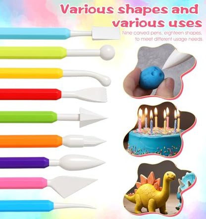 9 Pcs Air Dry Clay Sculpting Tools, Plastic Clay Shaping Tools Double-Head Polymer Modeling Pottery Tool for Pottery Cake Decoration Modeling Shaping, Ideal for Air-Clay Craft, Plastic Tool Kit
