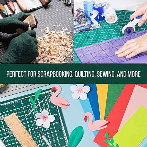 U.S. Art Supply 12"x18" Self-Healing Cutting Mat 5-Ply 2 Pack Green/Black | Double-Sided Green/Black Craft Mat, Non-Slip Cutting Mats for Crafts, Sewing, Quilting, Scrapbooking - color: Green/Black