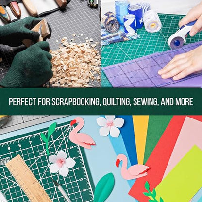 U.S. Art Supply 12"x18" Self-Healing Cutting Mat 5-Ply 2 Pack Green/Black | Double-Sided Green/Black Craft Mat, Non-Slip Cutting Mats for Crafts, Sewing, Quilting, Scrapbooking - color: Green/Black