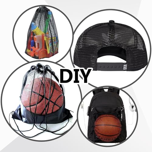 Black Mesh Fabric 59 x 29.5 Inch Mesh Netting Stretchy Power Meshes Fabric for Sewing Crafts Netting Clothes Shopping Bag Backpack Pocket and Straps