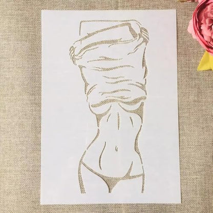 TIAMECH A4 Reusable Sexy Bikini Girl Stencil for Painting | Changing Clothes Layering Template, DIY Wall Art, Wood Furniture, Scrapbook & Crafts (8.3x11.7inch) - style: Sexy Bikini Girl