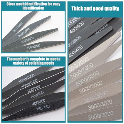 Honoson 40 Pcs Polishing Sticks Sanding Sticks for Plastic Models Metal Wood Buffing Sanding Tools Sandpaper Polishing Accessories Mini Finger Sander(Double Angle Shape) - style: Double Angle Shape