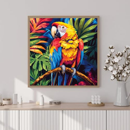 Artunion Framed Paint by Numbers Kit for Adults Beginners & Kids Ages 8-12,Colorful Parrot Paint by Number with Frame,Bird Paint by Numbers Kit on Canvas 10 * 10 Inch Without Easel - color: ZXT-271-F
