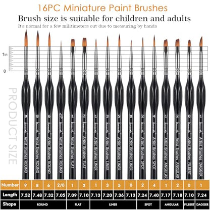 Brusarth Detail Paint Brushes, Miniature Paint Brushes Set, 16 pcs - size: 16 Pieces