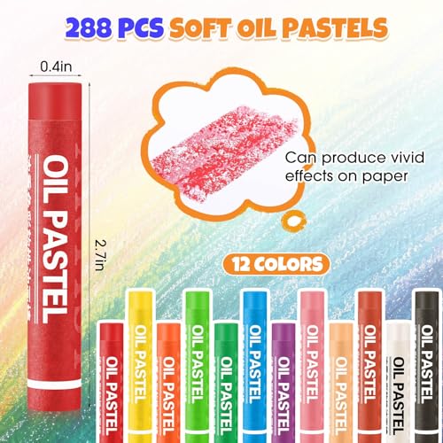 Geyoga 288 Pcs Oil Pastel, Soft Oil Pastel Crayon for Artist, 12 Colors