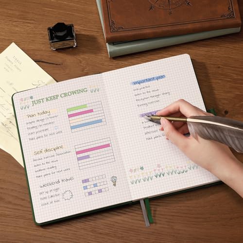 AHGXG Graph Grid Paper Notebook, 192 Pages, A5 Medium Size (5.7'' x 8.3'') - color: Dark Green, style: Grid