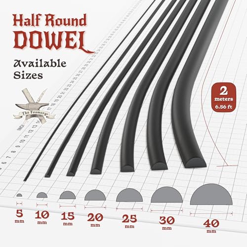 The Foamory Black EVA Foam Dowel - Half Round 40mm x 2M Length Craft Stick - color: 1 Pack: 2M Length - 40mm Thickness, style: Black - Half Round Dowel