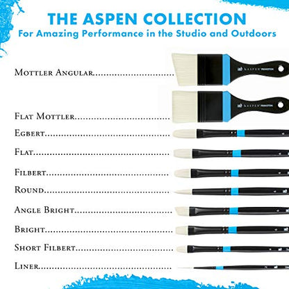 Princeton Aspen Flat Brush, Synthetic, Long Handle, Size 4, 1 Count - color: Black, size: Size 4