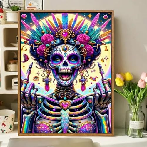 Skull Paint by Numbers Kit for Adults, Adult Paint by Number Kits 16x20 in | Paint by Numbers Kit for Adults, Acrylic Painting by Numbers, DIY Arts and Crafts for Gifts or Home Decor - color: Skeleton