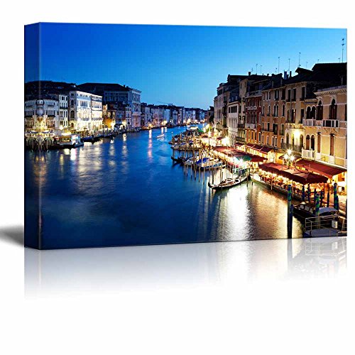 Canvas Prints Wall Art - Grand Canal in Venice, Italy at Sunset | Modern Wall Decor/Home Decoration Stretched Gallery Canvas Wrap Giclee Print & Ready to Hang - 12" x 18" - color: Grand Canal, size: 18"L x 12"W