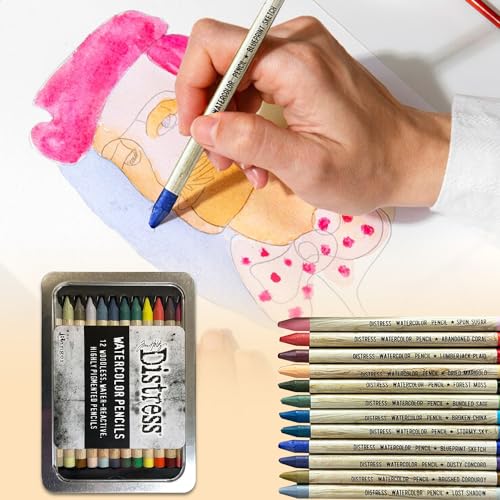 Tim Holtz Ranger Distress Watercolor Pencil 12pc Set 4 TDH83580