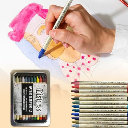 Tim Holtz Ranger Distress Watercolor Pencil 12pc Set 4 TDH83580