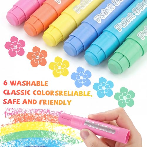 Gilprop 20 Sets Tempera Paint Sticks 120 Pcs 6 Colors Washable Quick Drying Art Solid Tempera Paint Stick Bulk Crafts Supplies(Macaron) - color: Macaron