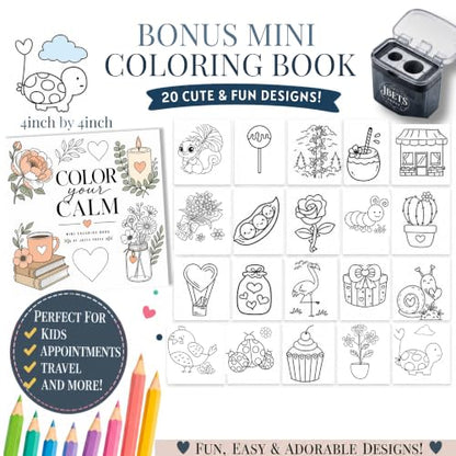 Cute Spooky Kawaii Coloring Book for Adults | Bold and Easy, Top Spiral Bound, 24 Images, Color Test Sheet, Mini Cozy Coloring Book and Pencil Sharpener Included, 8.5" x11"
