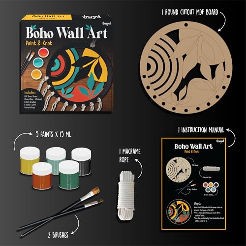 Unwynd Boho Wall Art Paint & Knot Craft Kit for Adults Macrame wall Decor