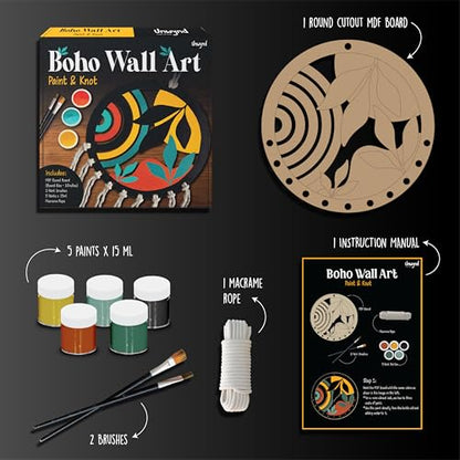 Unwynd Boho Wall Art Paint & Knot Craft Kit for Adults Macrame wall Decor