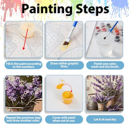 Paint by Numbers Kit for Adults Flower, Paint by Number for Adults 16x20 in - color: Lavender