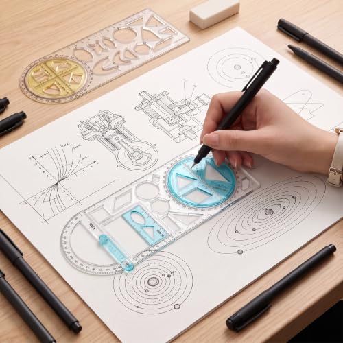 11pcs Geometric Drawing Templates Multifunctional Measuring Geometry Rulers