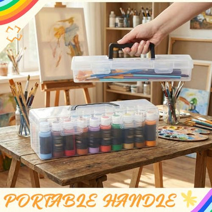 Geelin 1 Set Clear Paint Storage Box with Brush Holder, 30 Bottles