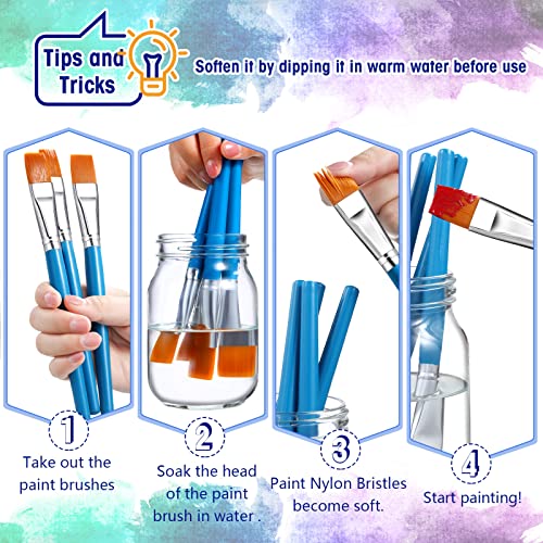 Zonon 10 Pcs 3/4 Inch Flat Paint Brushes Acrylic Painting Craft,Blue - color: Sky Blue