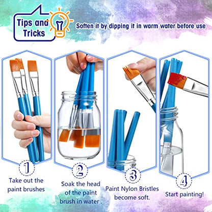 Zonon 10 Pcs 3/4 Inch Flat Paint Brushes Acrylic Painting Craft,Blue - color: Sky Blue