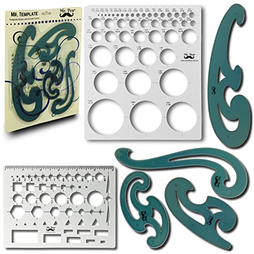 Mr. Pen French Curve and Template Ruler Set, 6 Pieces - style: 6 pcs