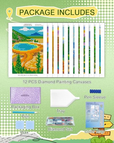 forever young U.S. National Park Small Diamond Art Kits, 5x7 Inch Canvas | 12 PCS DIY square diamond painting kits for beginners and adults, perfect for collecting, display ＆ relaxing stress relief - color: U.S. National Park