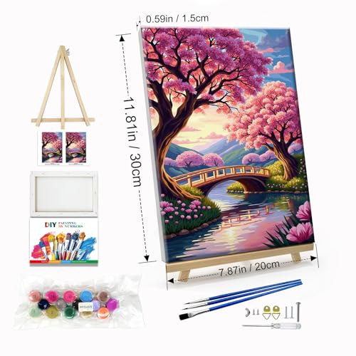 JOOZ 5D Landscape Paint by Numbers Kit for Adults with Frame, 8x12 Inch - color: Cherry Blossom 065