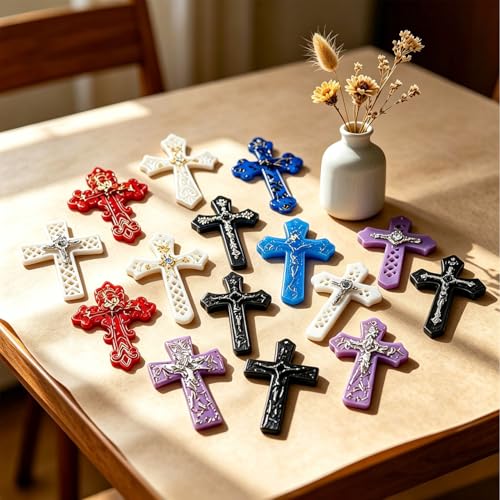 12 Cavity Cross Resin Molds, Silicone Cross Molds for Epoxy Resin,Silicone Molds for Pendant Keychain,Casting Mold for DIY Craft