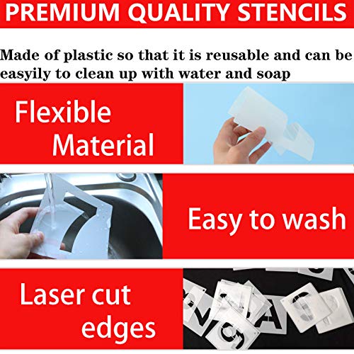 4 Inch Letter Stencils and Numbers, 36 Pcs Alphabet Art Craft Stencil, Reusable Plastic Templates for Wood, Wall, Fabric, Rock, Signage (4 Inch) - size: 4 Inch