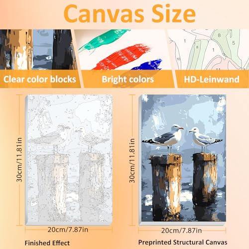 Mandun Beach Paint by Numbers Kit for Adults, 3 Pack, 7.8x11.8 inch | DIY Painting Kits Crafts for Adults, Relieve Stress, Frame Canvas, Wooden Easel, Gift Box, Home Wall Decor - color: 3 Pack Beach