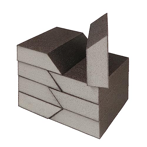 120 Grit Angled Sanding Blocks, Jamiikury Fine Sponge Sand Block Washable and Reusable, Wet & Dry Sandpaper Block for Wood Metal Drywall and Furniture Paint - Pack of 8 - size: 120 Grits