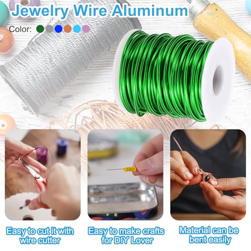 PATIKIL 10 Gauge 2.5 mm Aluminum Craft Wire, 49.2 ft Metal Wire 6 Roll Armature Bendable Wire for Jewelry Making Metal Wrap DIY, Rose Gold/Silver/Sapphire Blue/Light Pink/Green/Steel Blue - color: Rose Gold/Silver/Blue/Light Pink/Green/Steel Blue, size: 1