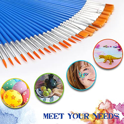 UPINS 30 Pcs Paint Brushes, Small Brush Bulk for Detail Painting | Nylon Bristles Plastic Short Handle, Art Crafts School Projects, Flat Detail Painting, Crafts Face Painting - size: 6.69inch, style: Mix(15Flat +15Round)