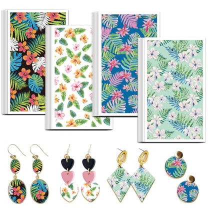 OLYCRAFT Plants Clay Transfer Paper 4 Designs 24pcs Polymer Clay Transfer Sheets for Jewelry Making - style: Tropical Flower