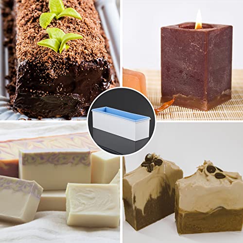 2 Pcs Loaf Soap Mold with Plastic Box, Flexible Silicone Rectangular Mold 42oz, Swirl Making Tool for DIY Soap, Handmade Candles, Resin Casting, Homemade Desserts (Blue) - color: Blue