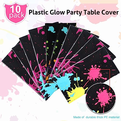 Tatuo 2 Pcs Neon Glow Party Table Cloths 108x54 Inch Disposable