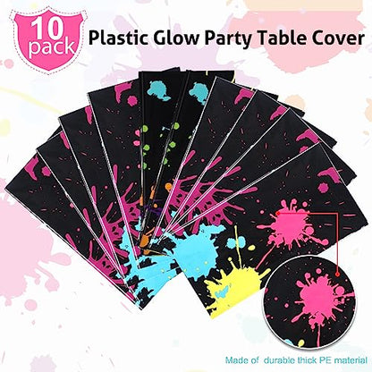 Tatuo 2 Pcs Neon Glow Party Table Cloths 108x54 Inch Disposable