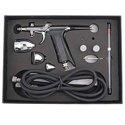 Airbrush Kit with Dual Action Feed, 0.3 & 0.8mm Needles, 2cc Fluid Cup, Multi-Purpose for Nail Art, Makeup, Model Painting, Tattoo