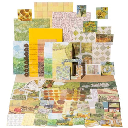 YagCu Scrapbook Kit for Beginners, Aesthetic Junk Journal Supplies, Scrapbooking and Journaling Materials, Bullet Journals Stationery, Planner DIY Arts Craft, Women Adults - color: Sunlight
