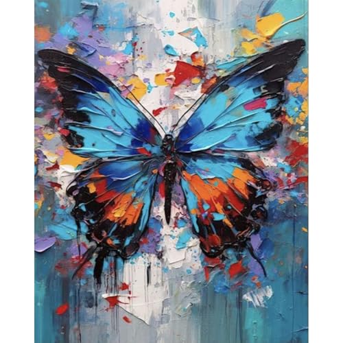 Fountor Paint by Numbers Kit for Adults Beginner, DIY Butterfly Adult Paint by Number Kits on Canvas Without Frame, Abstract Butterfly Acrylic Oil Paint by Numbers for Home Decor Gift 16”W x 20”L - color: LKOP003, size: Frameless