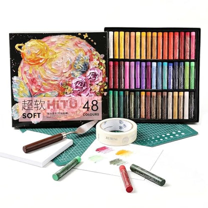 rubens 81 PCS Soft Oil Pastels Kit for Beginner Drawing - color: 48 Colors Set