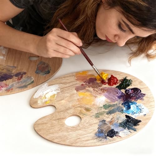 2 PCS Wooden Paint Palette Artist Palette Oil Paint Palette, Art Pallet for Painting Wood Palette (2, 7.8x11.8 inch)