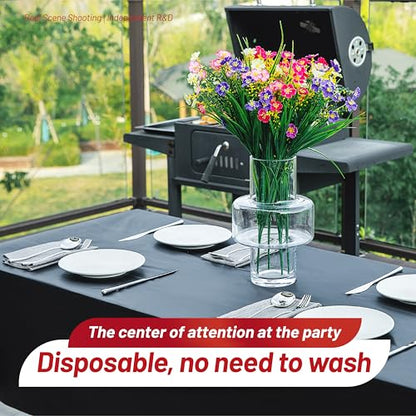 Plastic Tablecloth Roll, 410 Ft x 54 In Plastic Table Cloth Disposable Roll | Black Tablecloth Roll PEVA Waterproof Black Plastic Table Cover Rolls with Cutter for Banquets, Festivals, Parties, Birthdays - color: Black, size: 4920" x 54" (Rectangular)