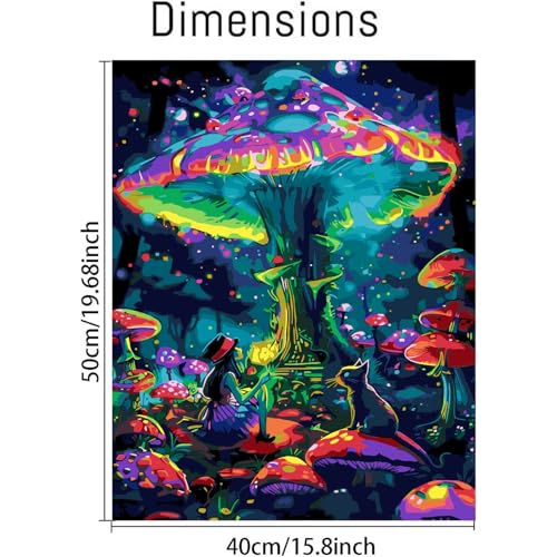Paint by Numbers Kit for Adults,Magic Mushroom Paint by Number 16x20 In - color: MT6226