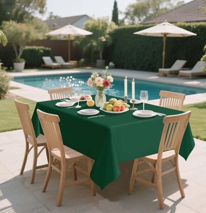 HEIPINIUYE 2 Pack Green Tablecloth Disposable 54 x 108 Inch Green Plastic Table Cloth Disposable Waterproof Rectangle Table Cover for Party Birthday Camping Picnic Tablecloths - color: Green Rectangle Tablecloth, size: 2 Pack
